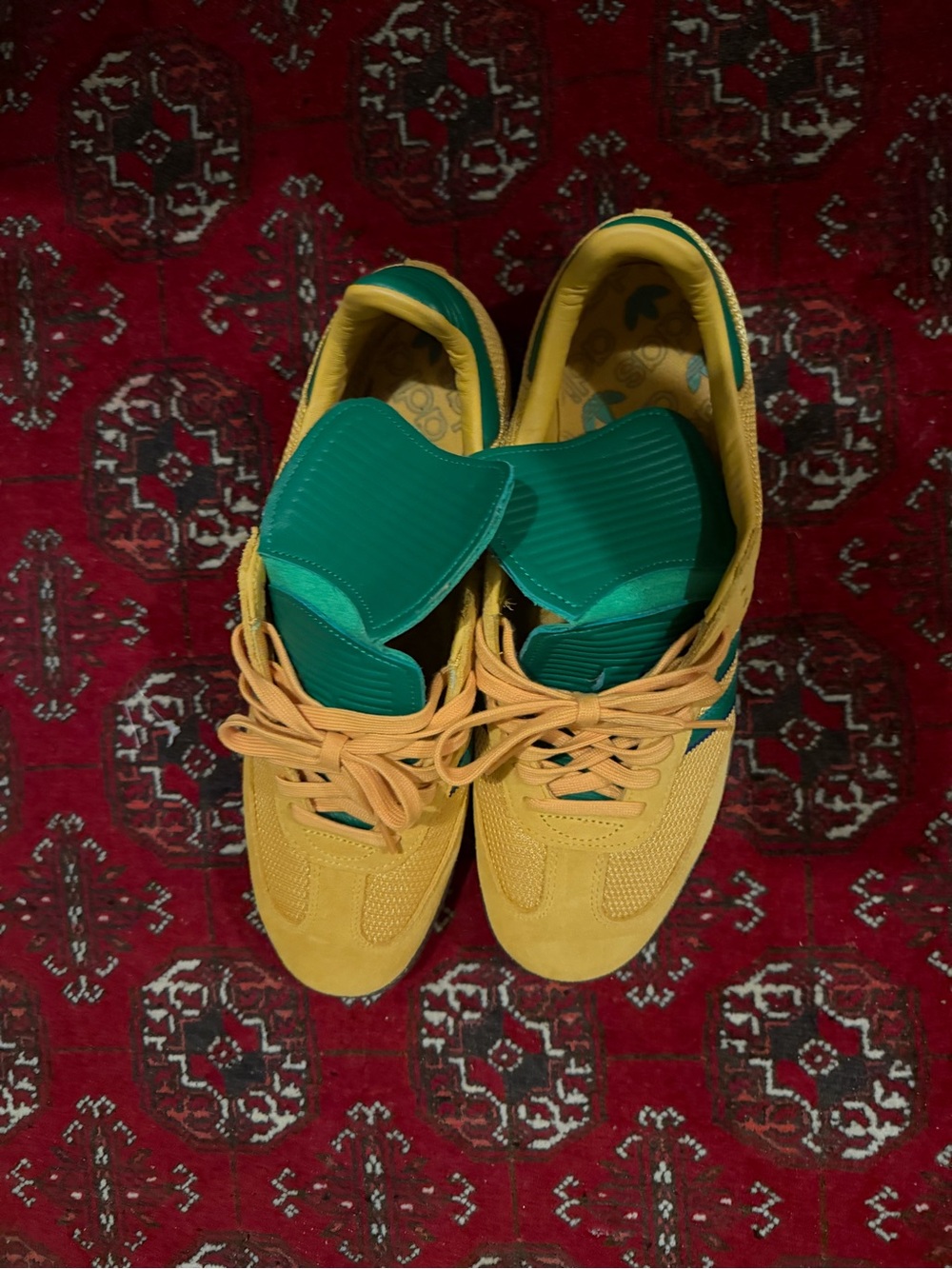 Yellow and Green adidas samba